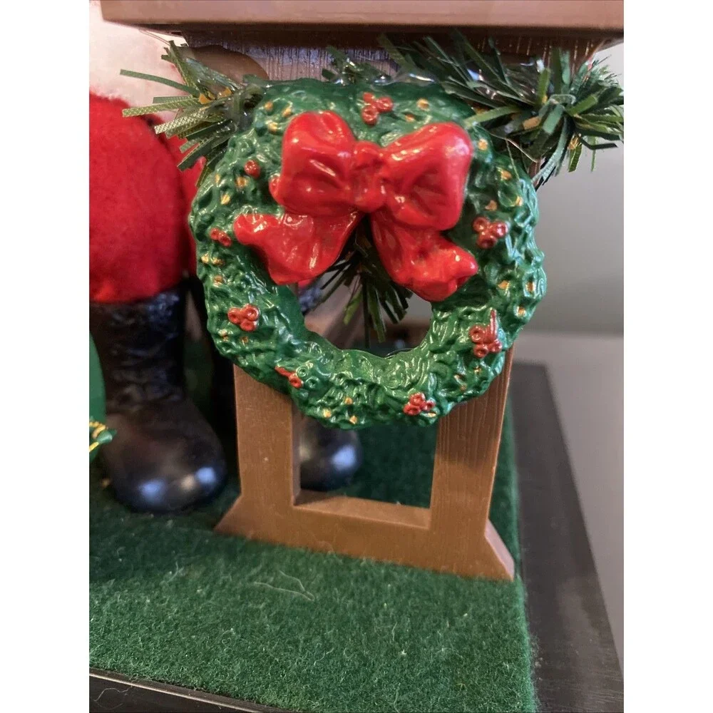 Vintage Musical Christmas Holiday Scene SANTA CHECKING HIS NAUGHTY NICE LIST
